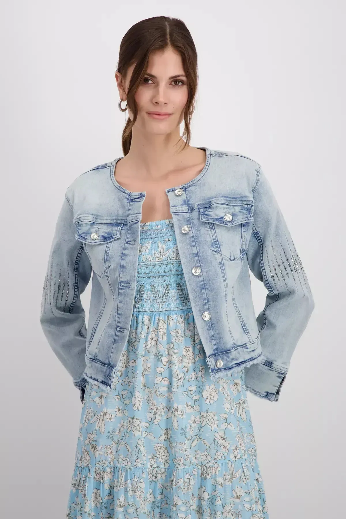 408876 Frayed denim jacket