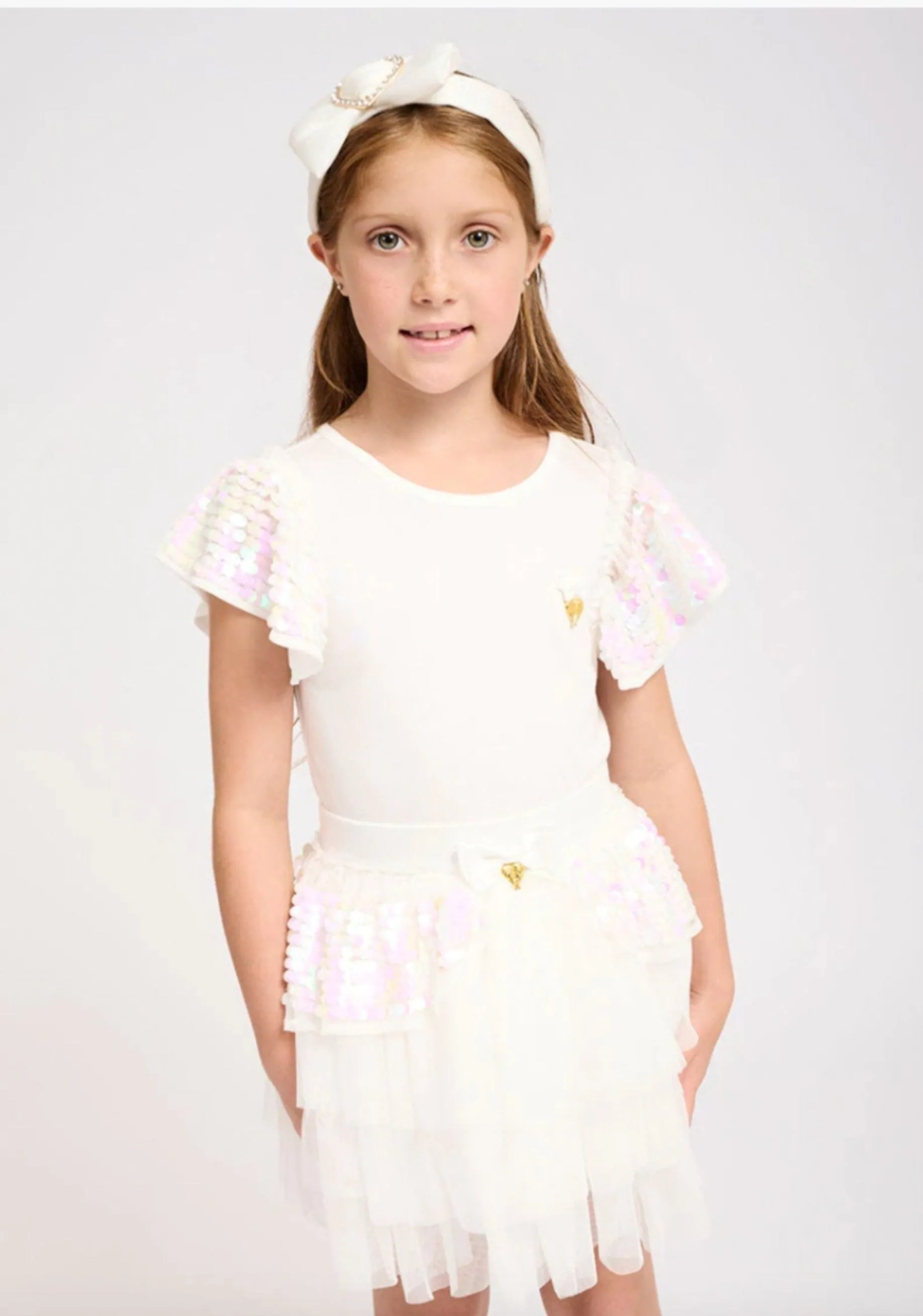 Angel's Face Girls Louise SNOWDROP Sequin Shoulders Top