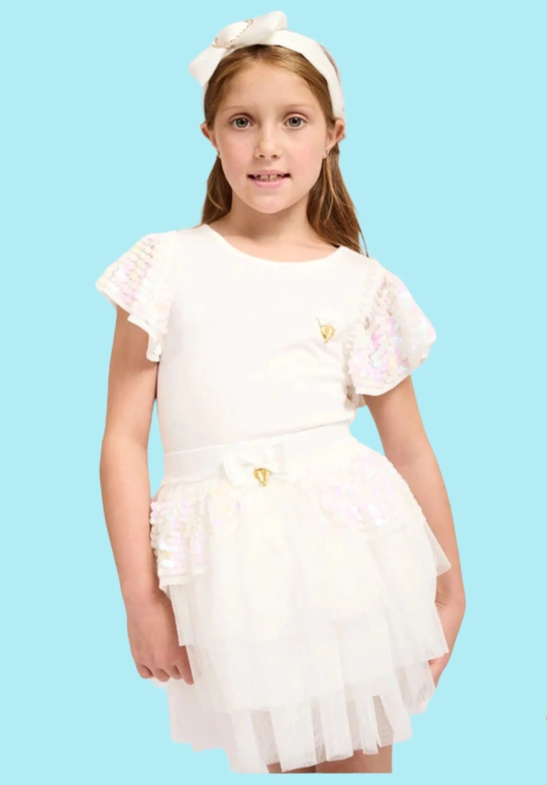 Angel's Face Girls Louise SNOWDROP Sequin Shoulders Top