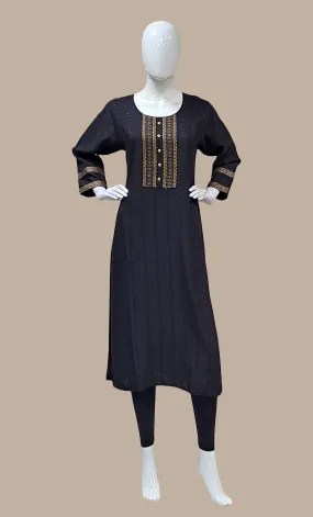 Black Embroidered Kurti Top