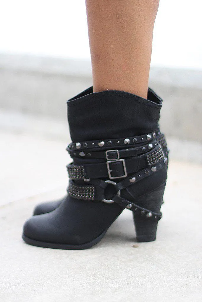 Black Faux Leather Booties