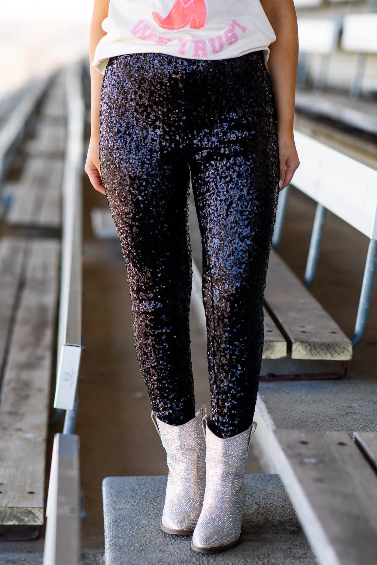 Black Sequin Leggings