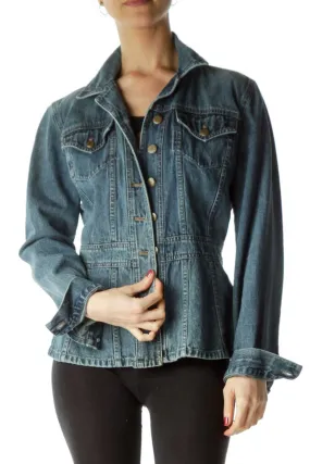 Blue Pocketed Denim Jacket