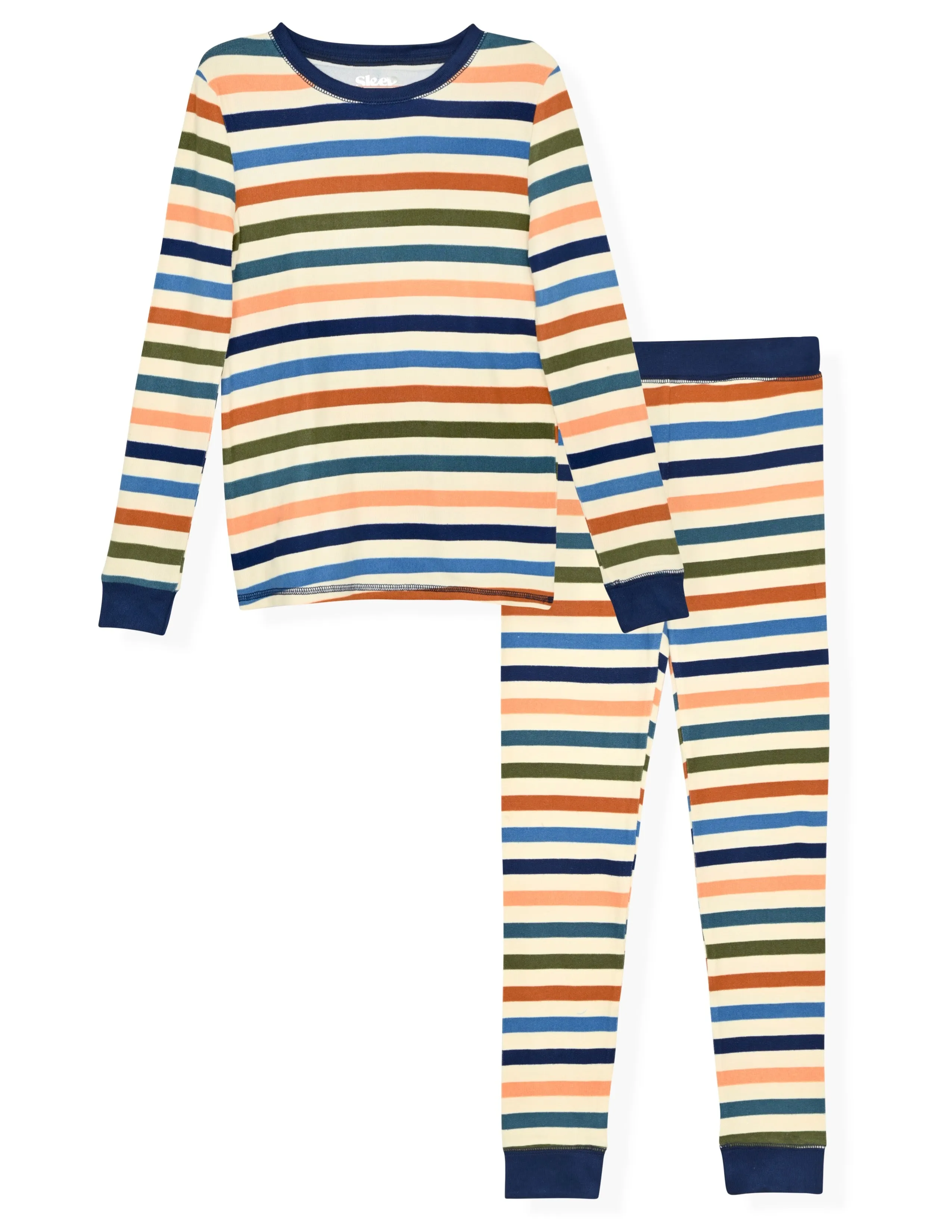 Boys 2-Piece Super Soft Jersey Snug-Fit Pajama Set- Stripes, Multicolored Pajama Set for Toddlers and Boys