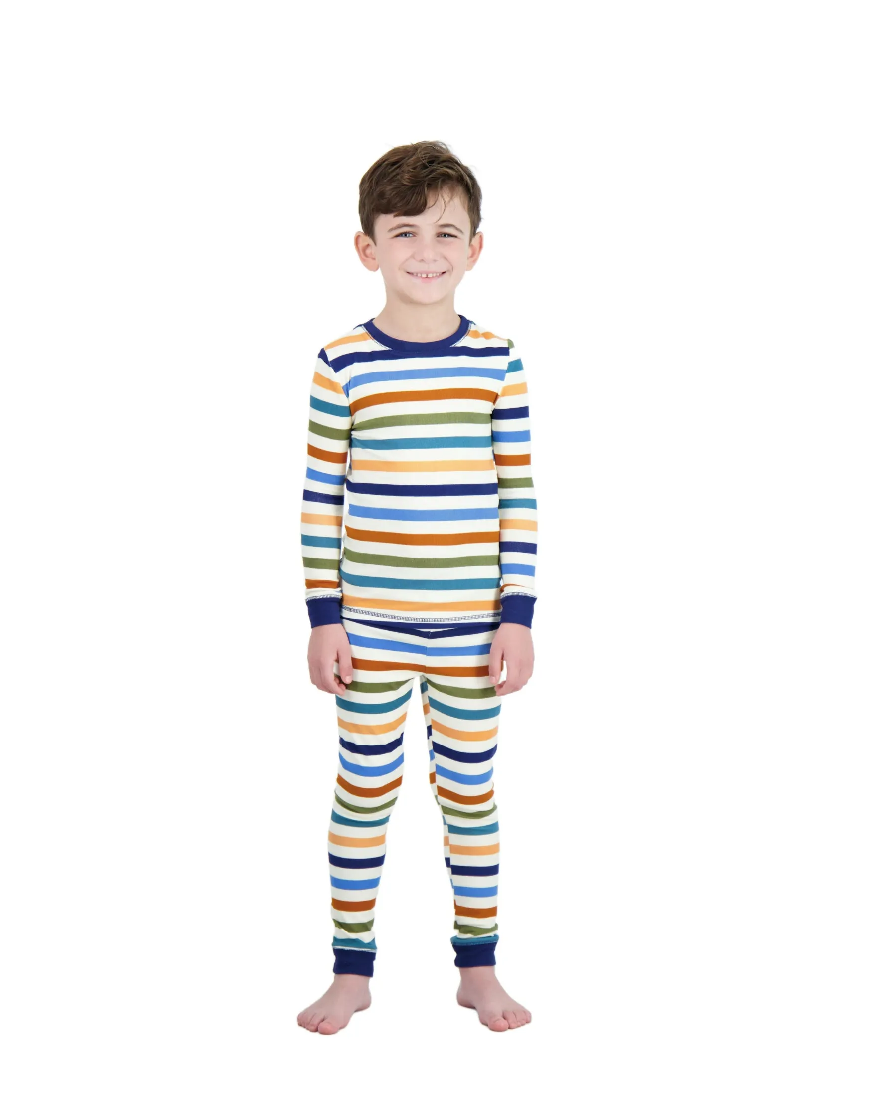 Boys 2-Piece Super Soft Jersey Snug-Fit Pajama Set- Stripes, Multicolored Pajama Set for Toddlers and Boys