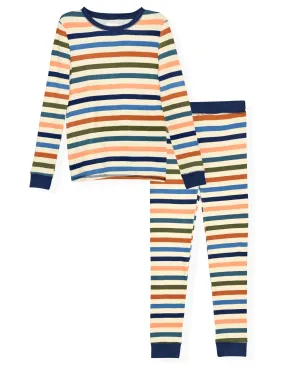 Boys 2-Piece Super Soft Jersey Snug-Fit Pajama Set- Stripes, Multicolored Pajama Set for Toddlers and Boys