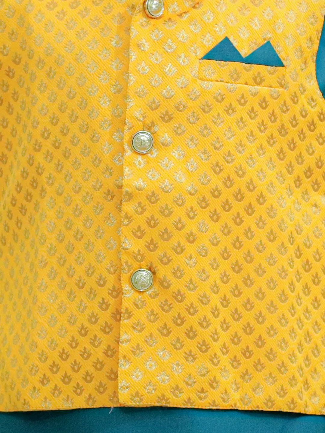 Boy's Yellow Cotton Kurta Sets - Bownbee