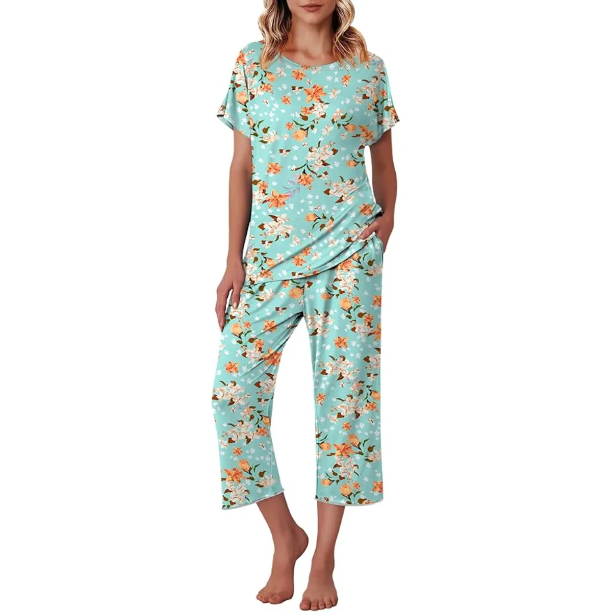 Capri Pajama Sets With Floral Prints