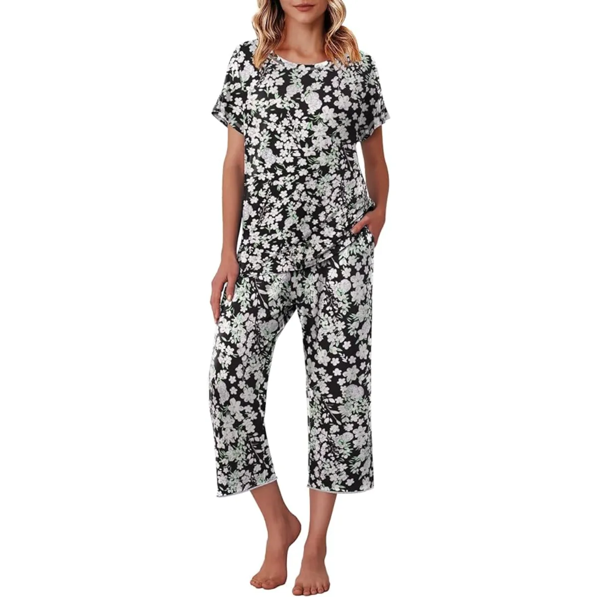 Capri Pajama Sets With Floral Prints