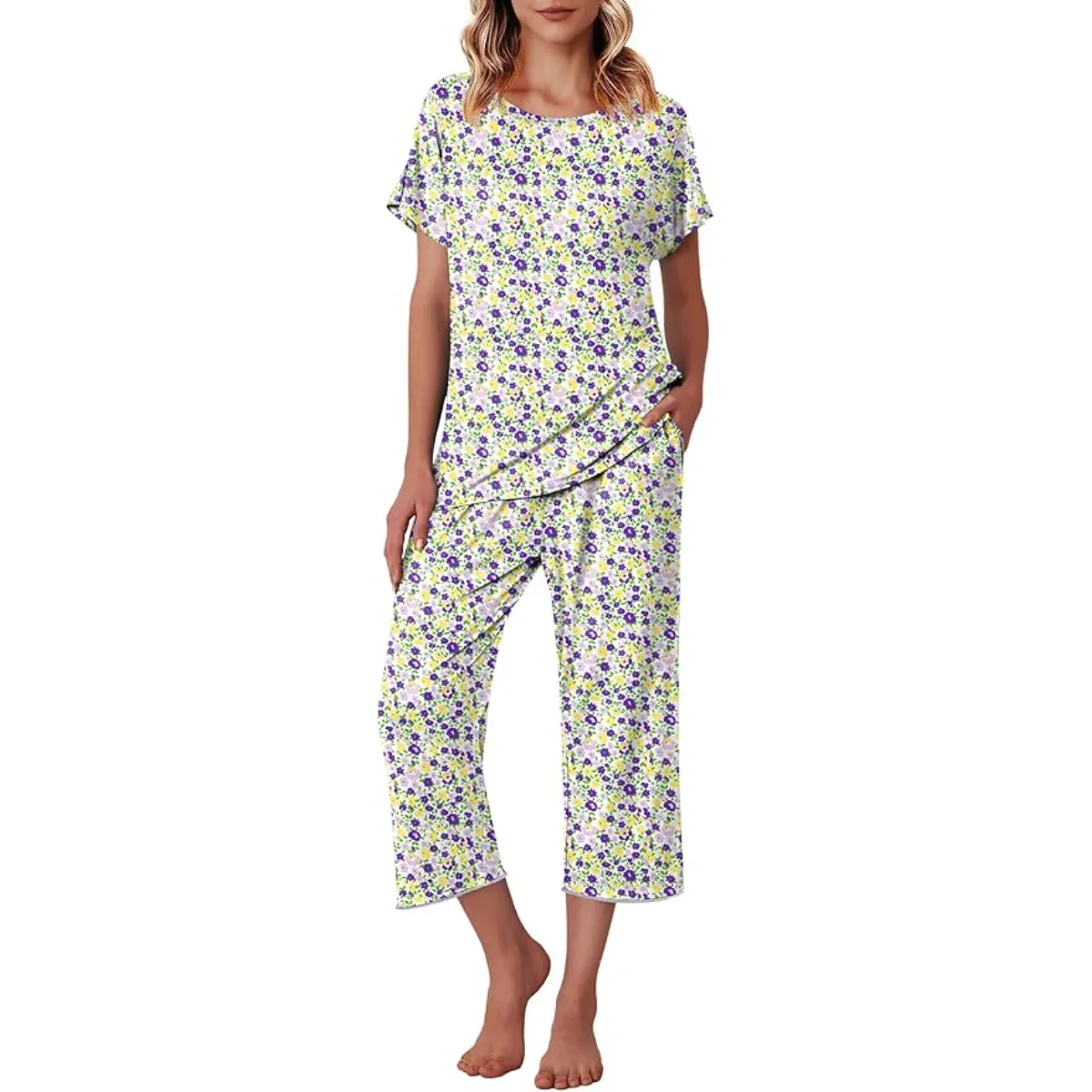 Capri Pajama Sets With Floral Prints