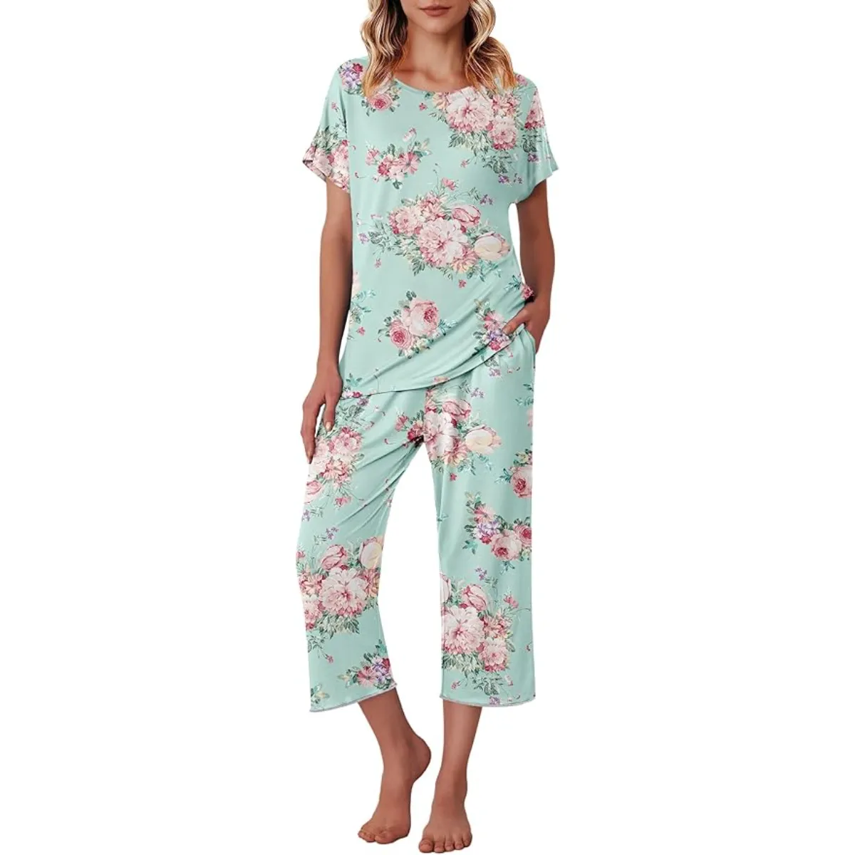 Capri Pajama Sets With Floral Prints