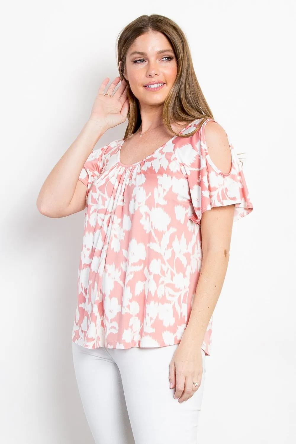 Cassie Foral Cold Shoulder Top