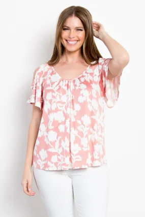 Cassie Foral Cold Shoulder Top