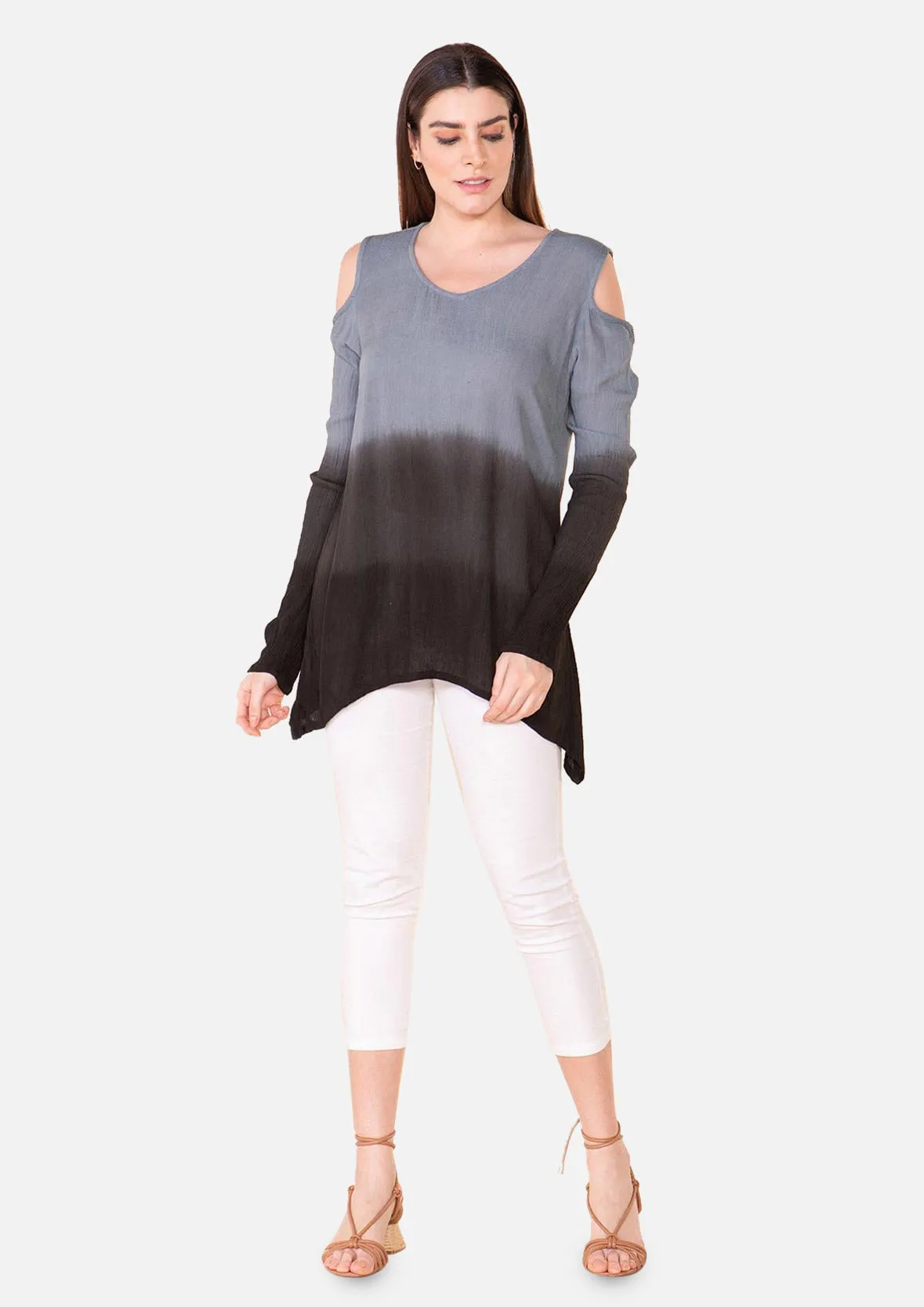 Cold Shoulder Ombre Top