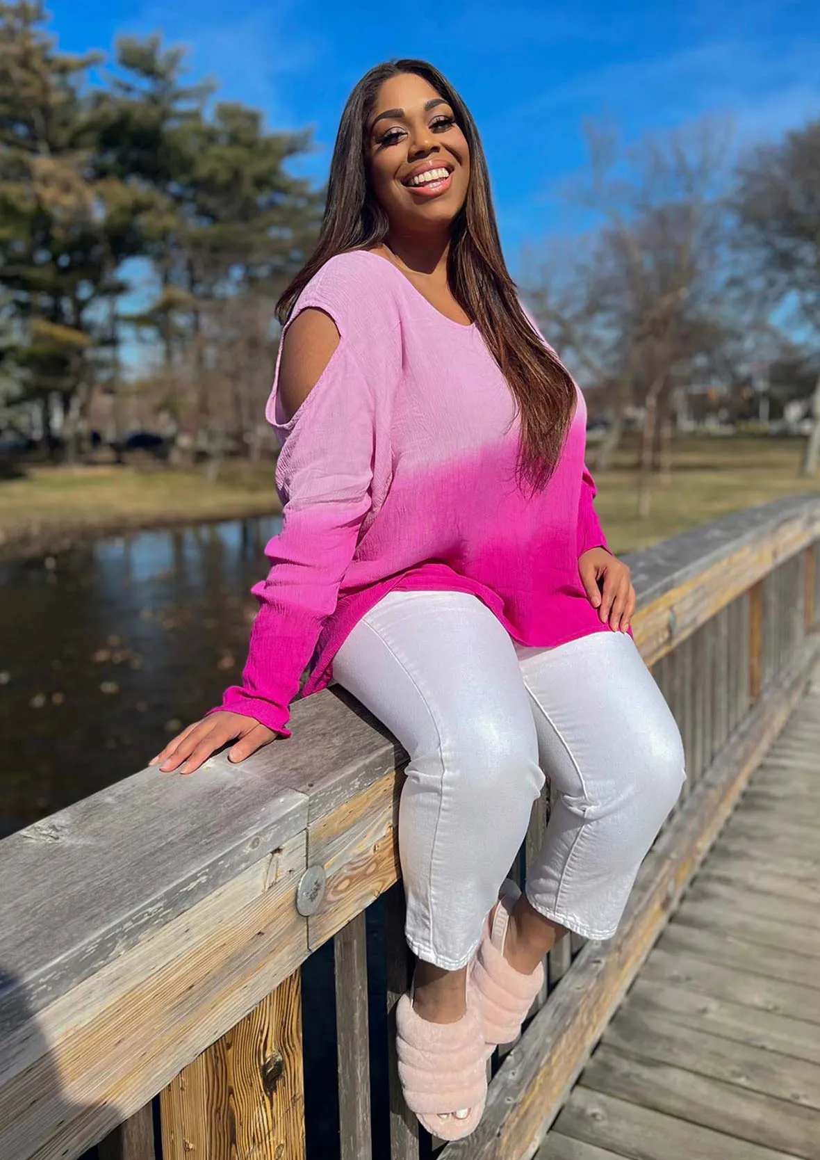 Cold Shoulder Ombre Top