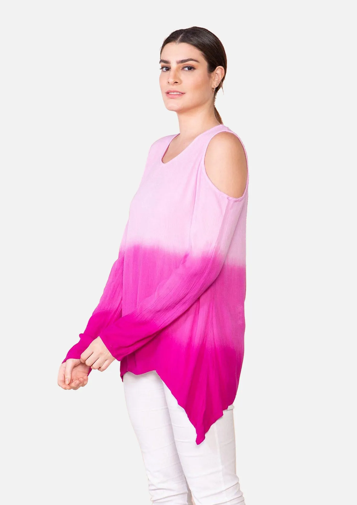 Cold Shoulder Ombre Top