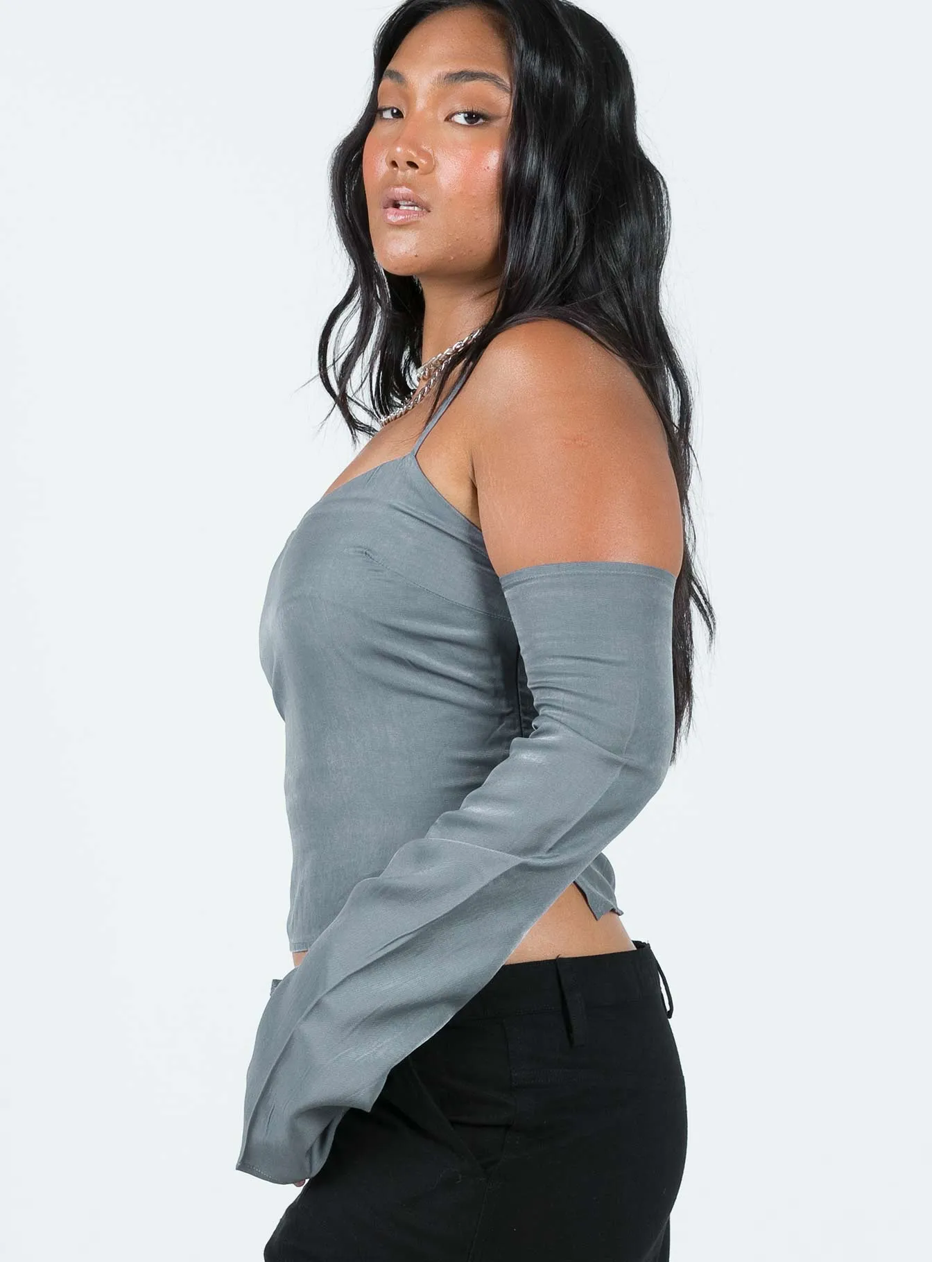 Cold Shoulder Top Slate