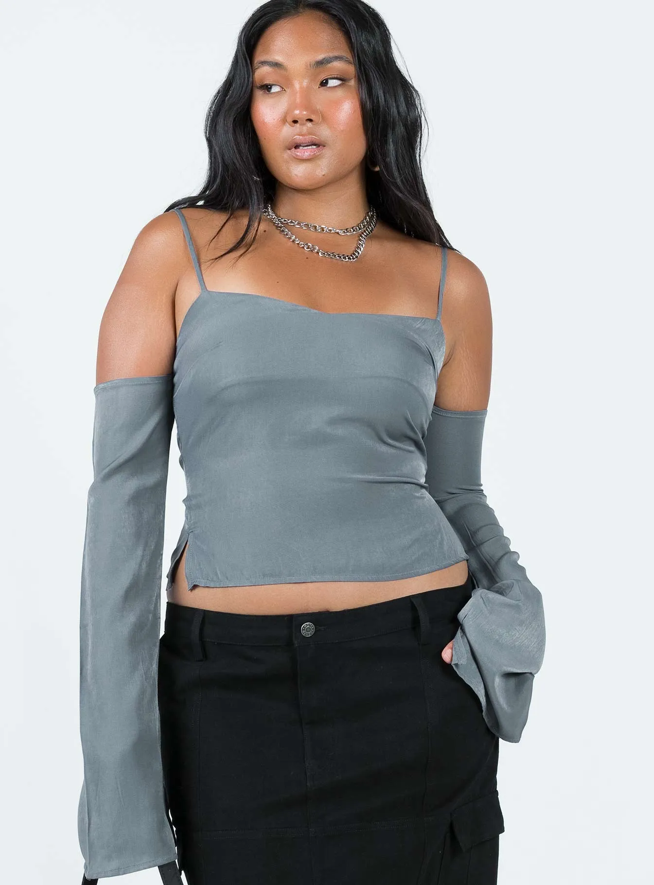 Cold Shoulder Top Slate