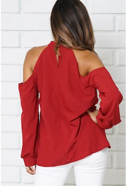 Cold Shoulder V-Neck Shell Top