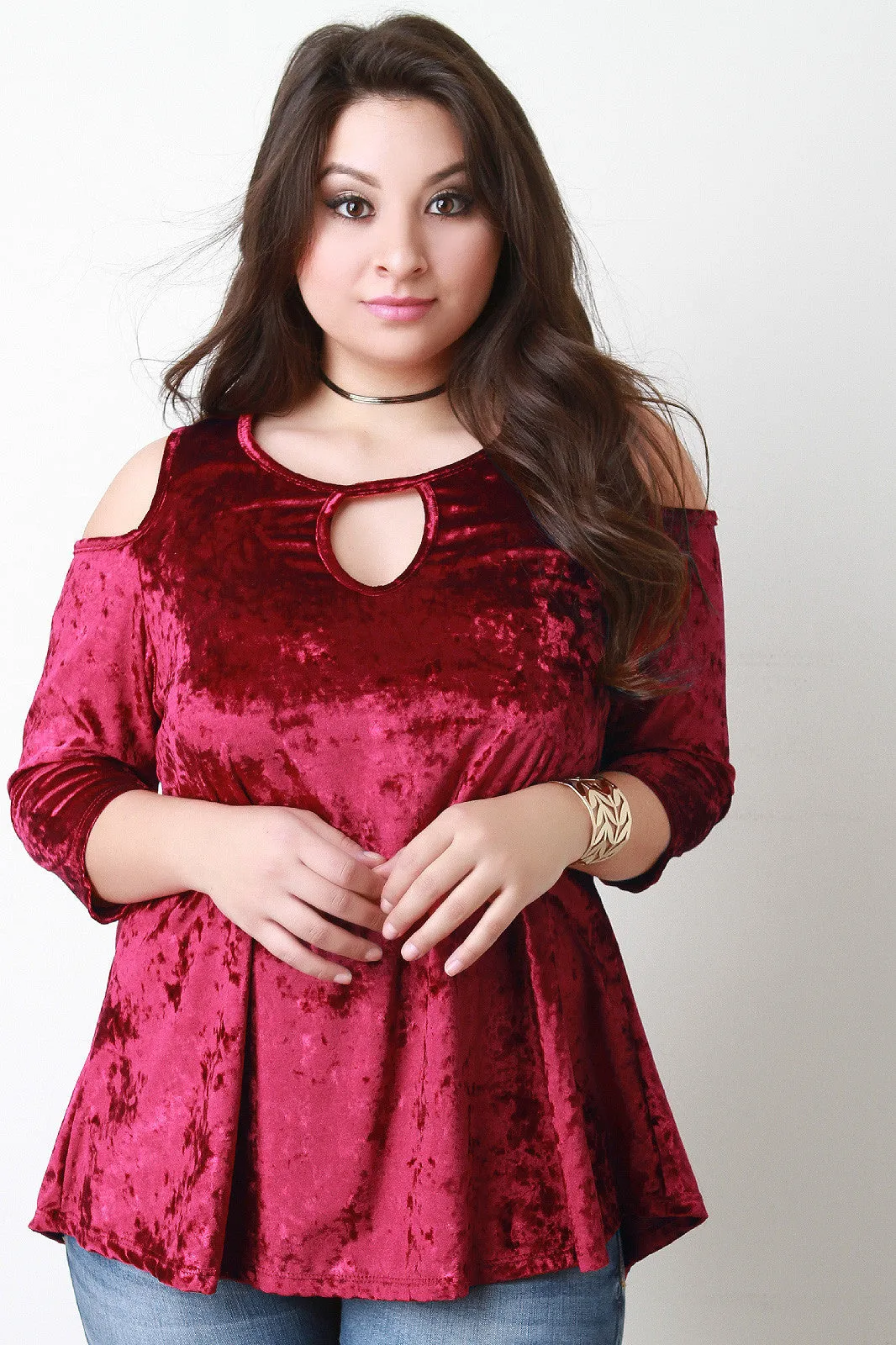 Crush Velvet Cold Shoulder Top