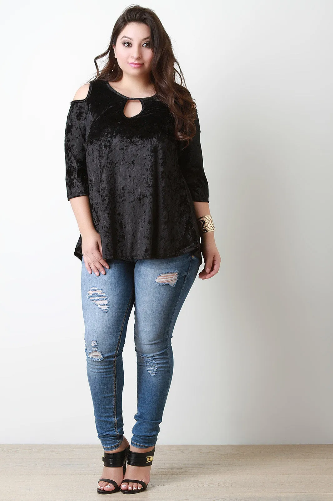 Crush Velvet Cold Shoulder Top