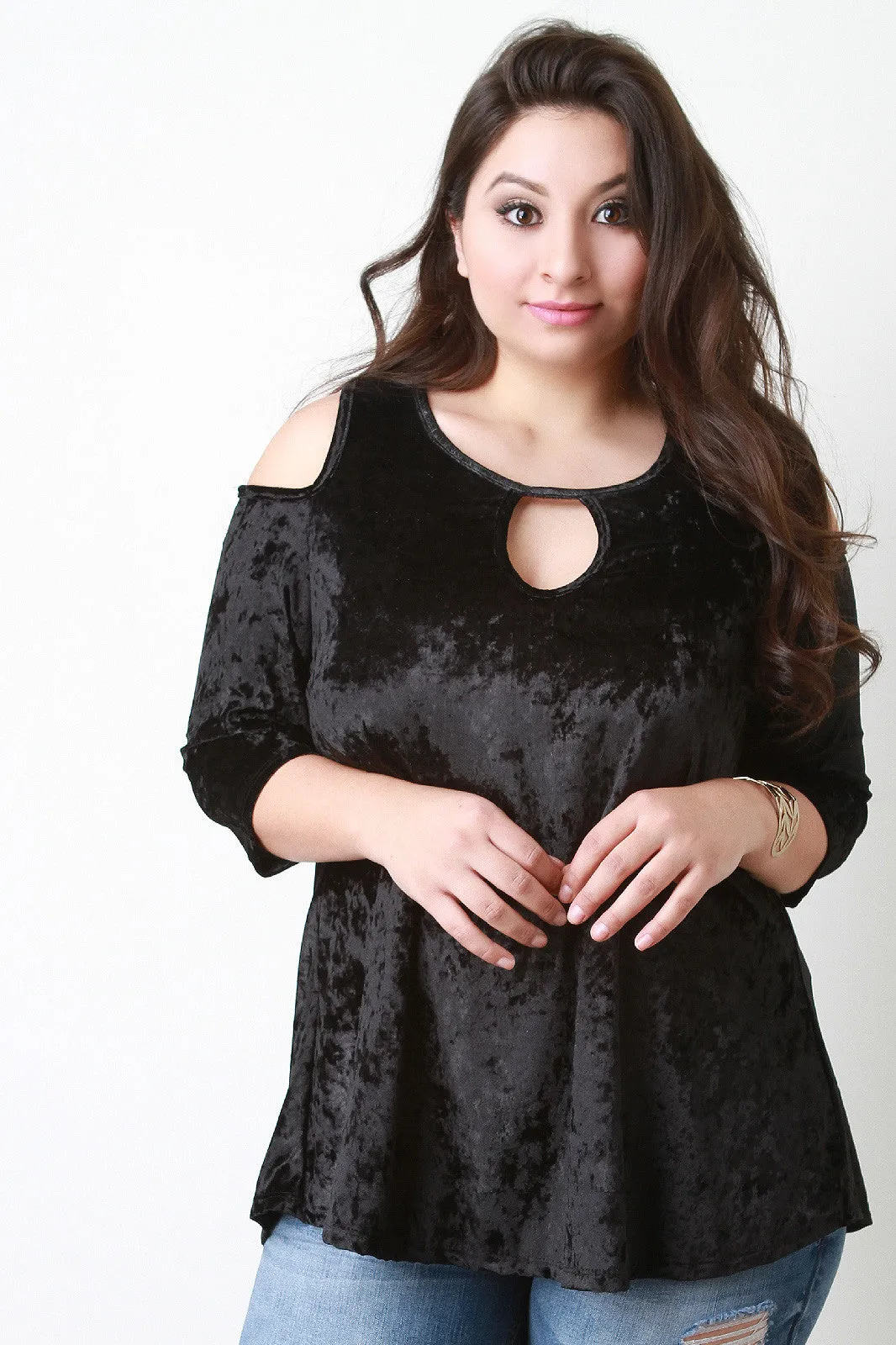 Crush Velvet Cold Shoulder Top