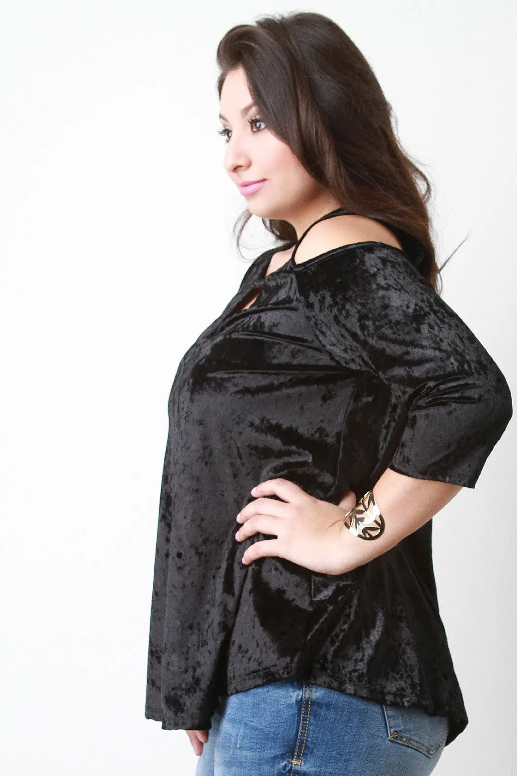 Crush Velvet Cold Shoulder Top