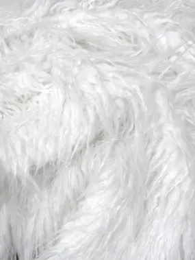 Curly Faux Fake Fur Solid Mongolian Long Pile Fabric / White / Ecoshag 15 Yard Bolt