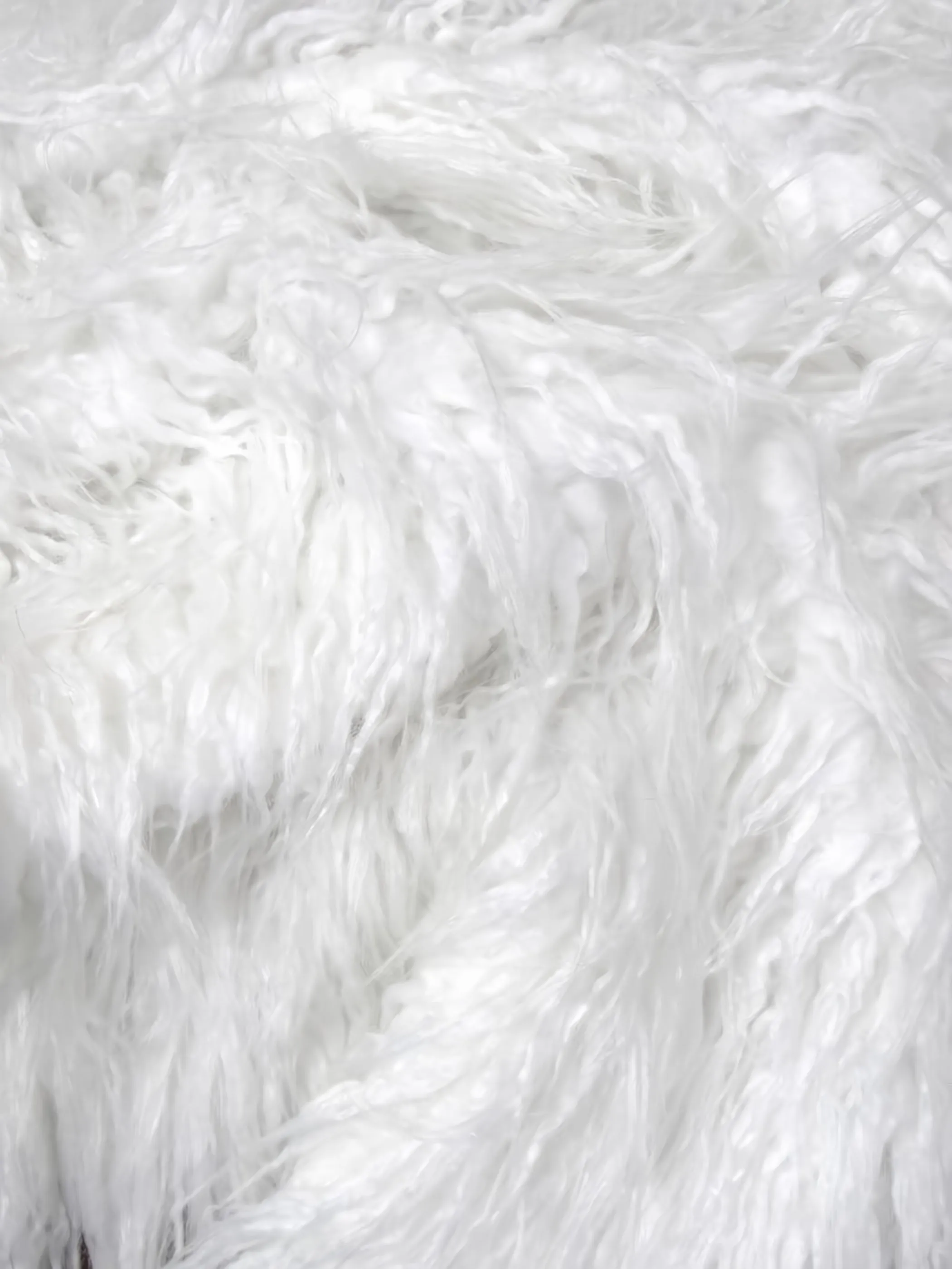 Curly Faux Fake Fur Solid Mongolian Long Pile Fabric / White / Ecoshag 15 Yard Bolt