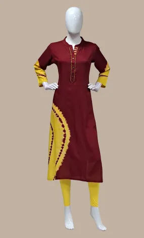 Deep Maroon Printed Kurti Top