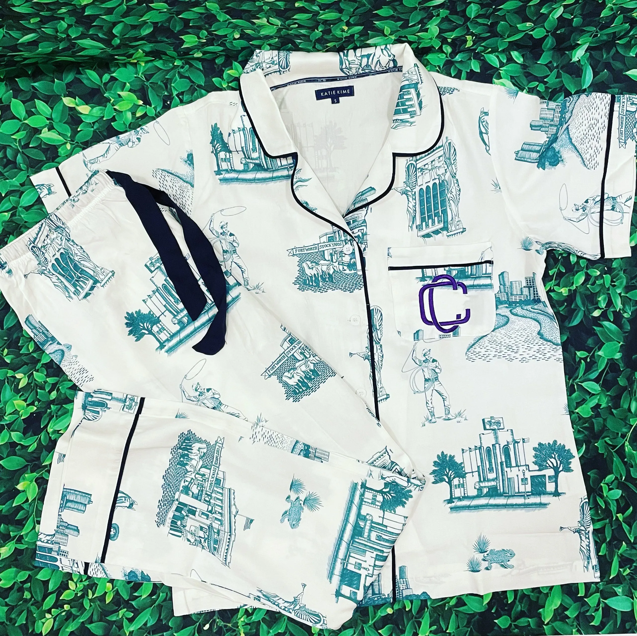 Fort Worth Toile Pajama Set - Short Sleeve/Pants