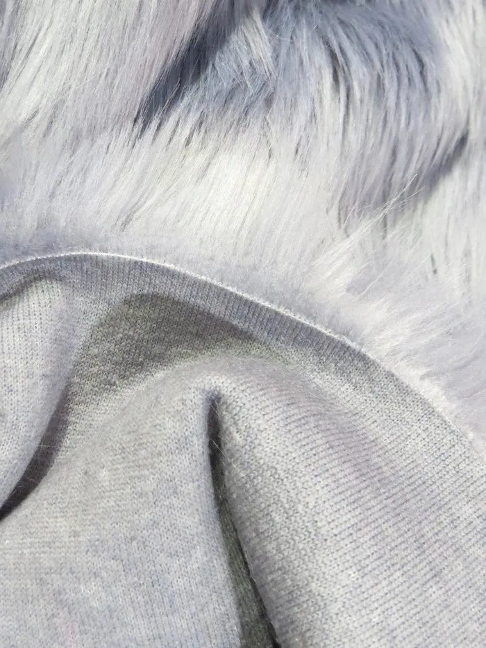 Gray Solid Shaggy Long Pile Faux Fur Fabric / Sold By The Yard