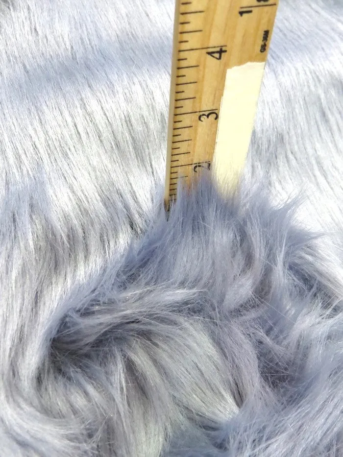 Gray Solid Shaggy Long Pile Faux Fur Fabric / Sold By The Yard