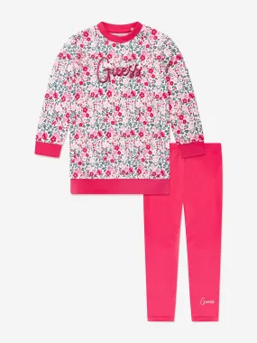 Guess Girls Floral Leggings Set in Red