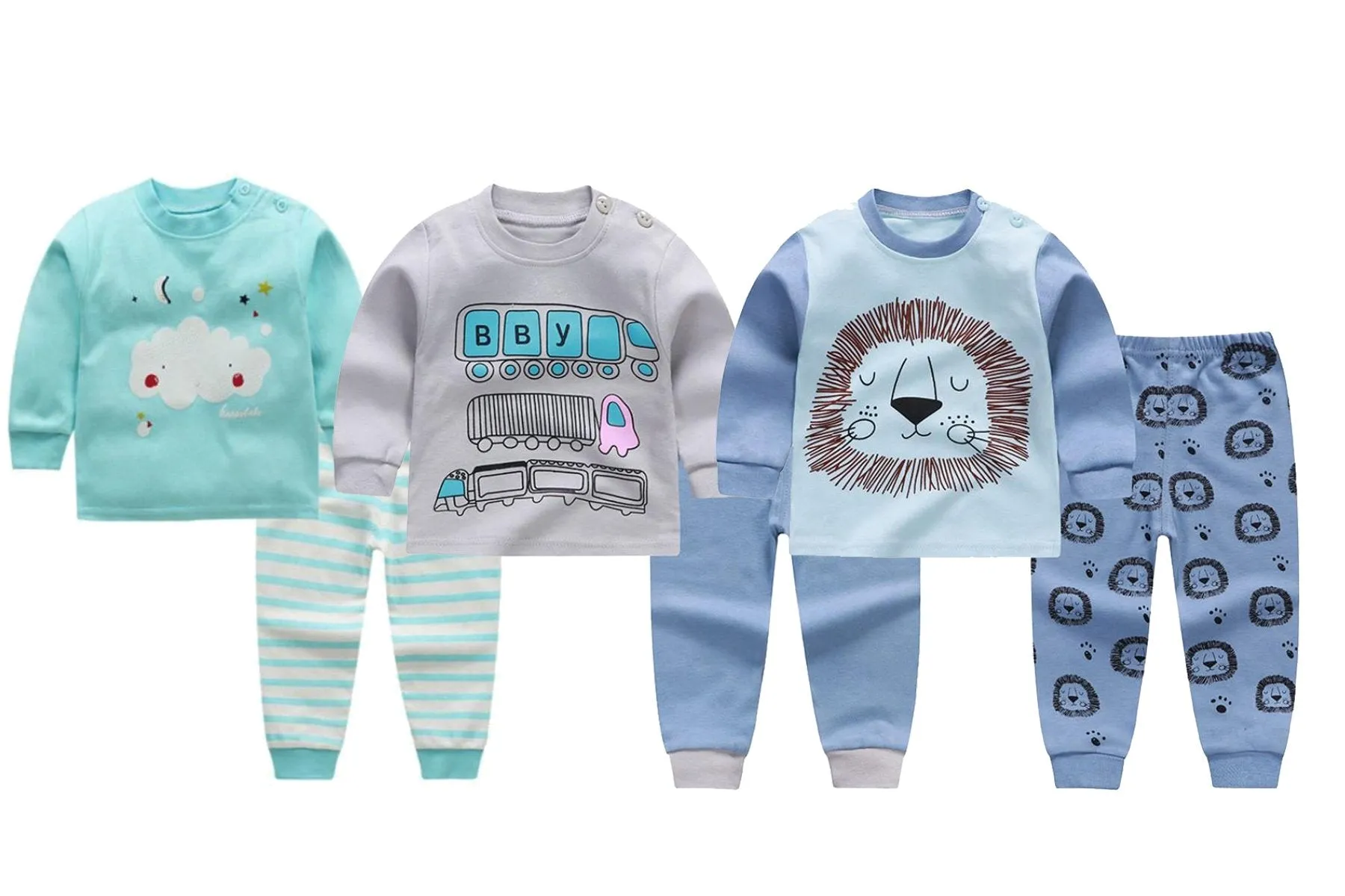 Happy Cloud, Wheels on the Bus and Lolo the Lion Baby and Toddler Pyjama Set of 3