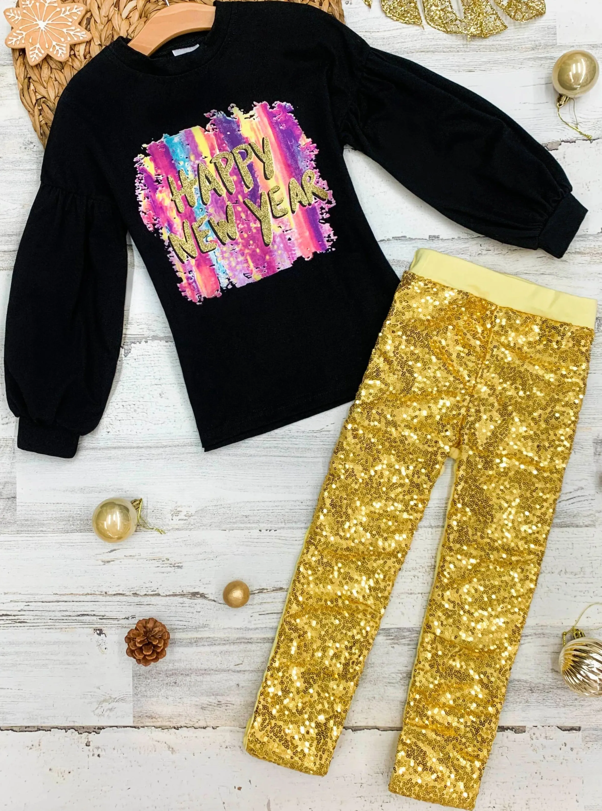 Happy New Year Sequin Legging Set