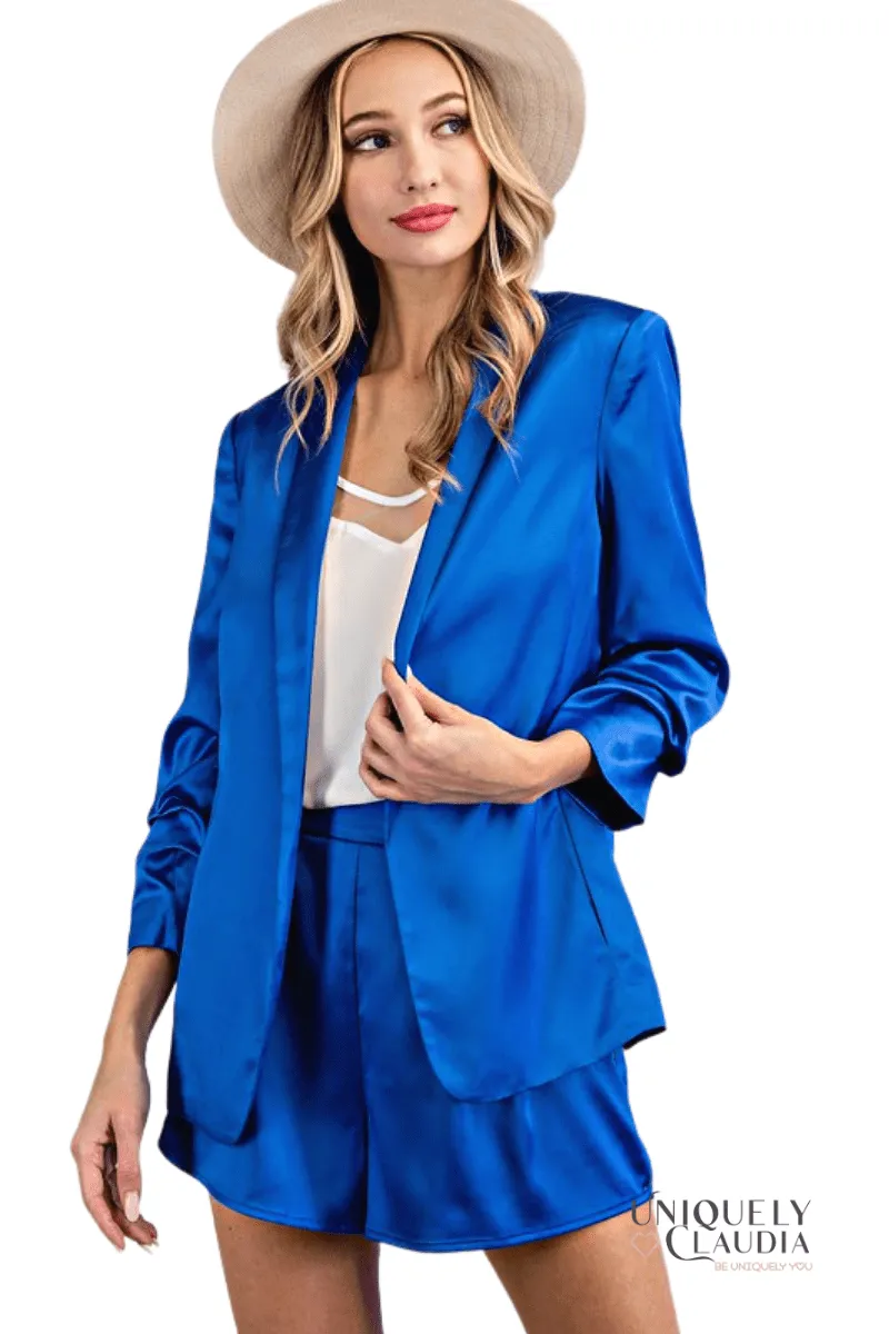 Katia Satin Shawl Royal Blue Blazer