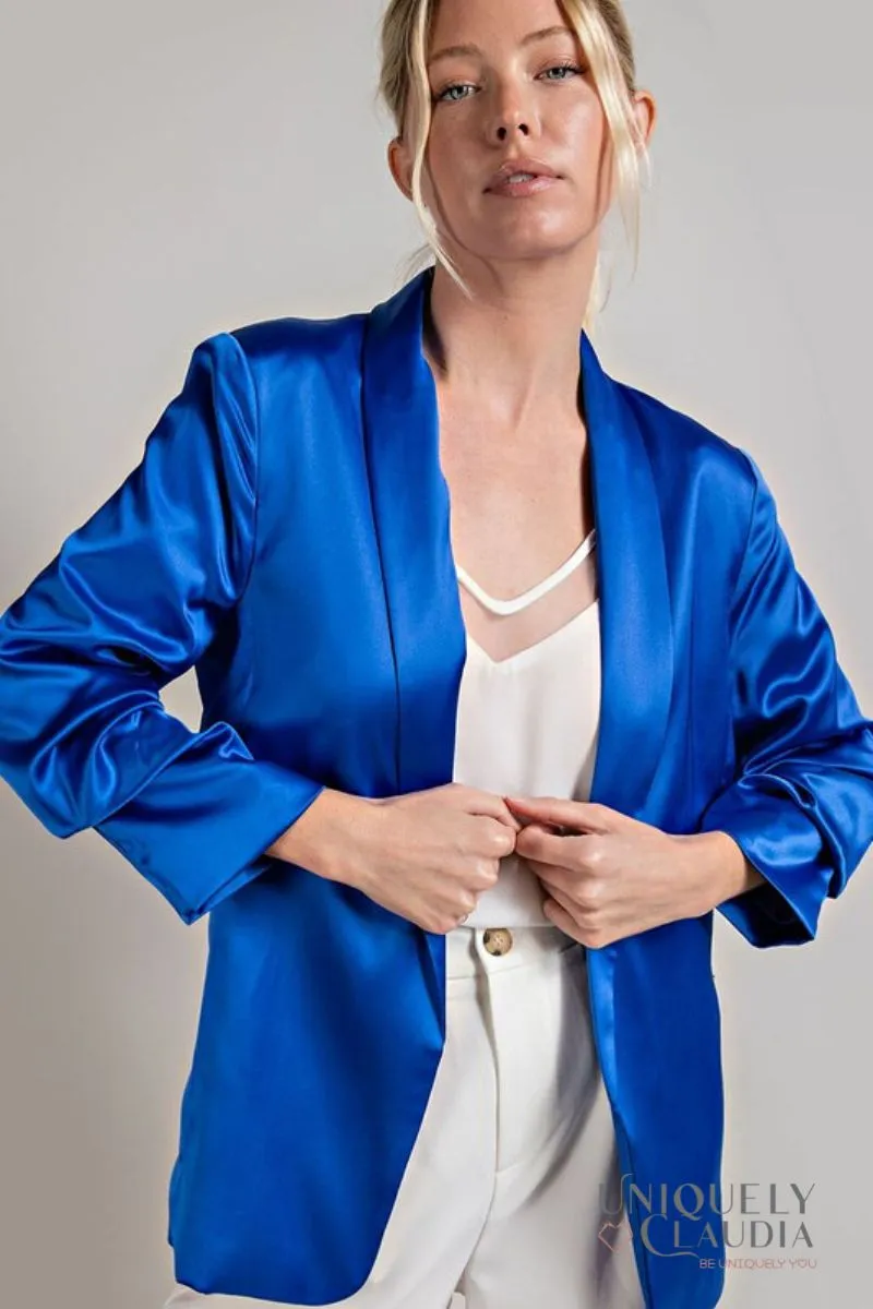 Katia Satin Shawl Royal Blue Blazer