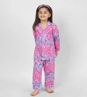 Love Diamond Printed Girls Nightsuit Sets