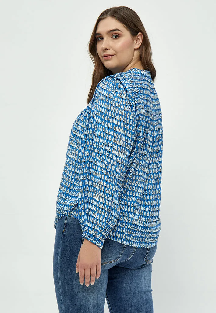 Marika Smock Blouse Curve - Marina Blue Print