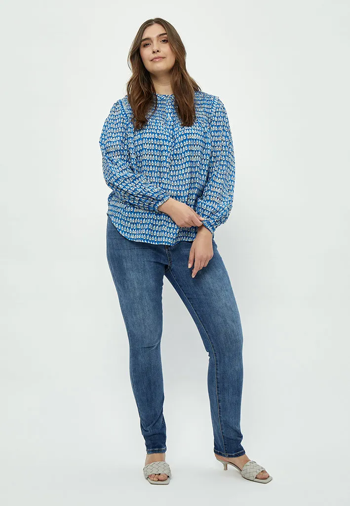 Marika Smock Blouse Curve - Marina Blue Print