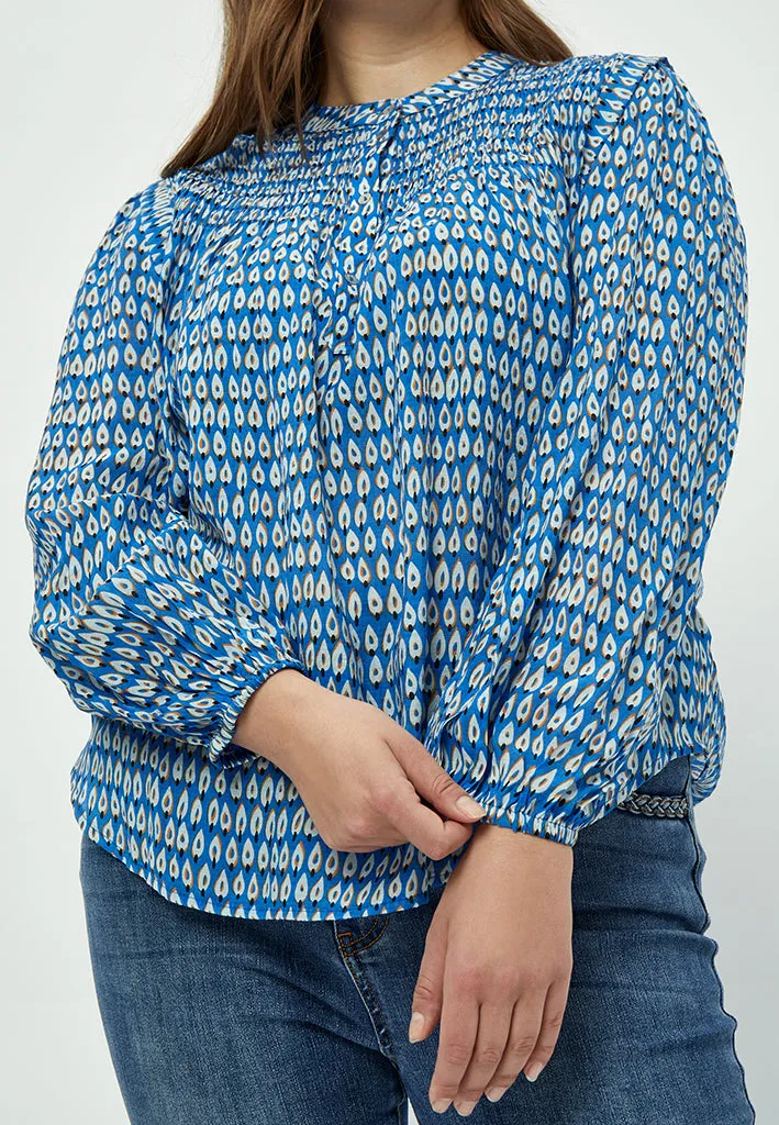 Marika Smock Blouse Curve - Marina Blue Print