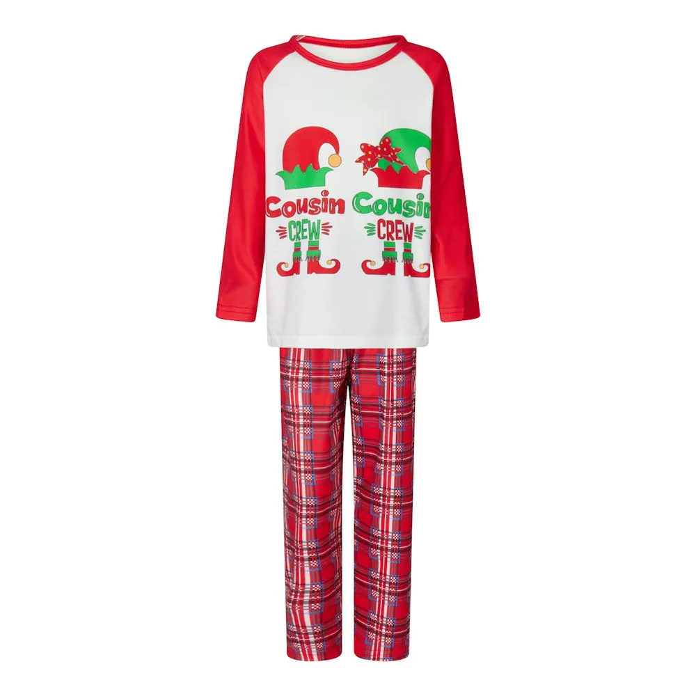 Matching Family Cousin Crew Pajamas Sets Plaid Elf Sleepwear Christmas