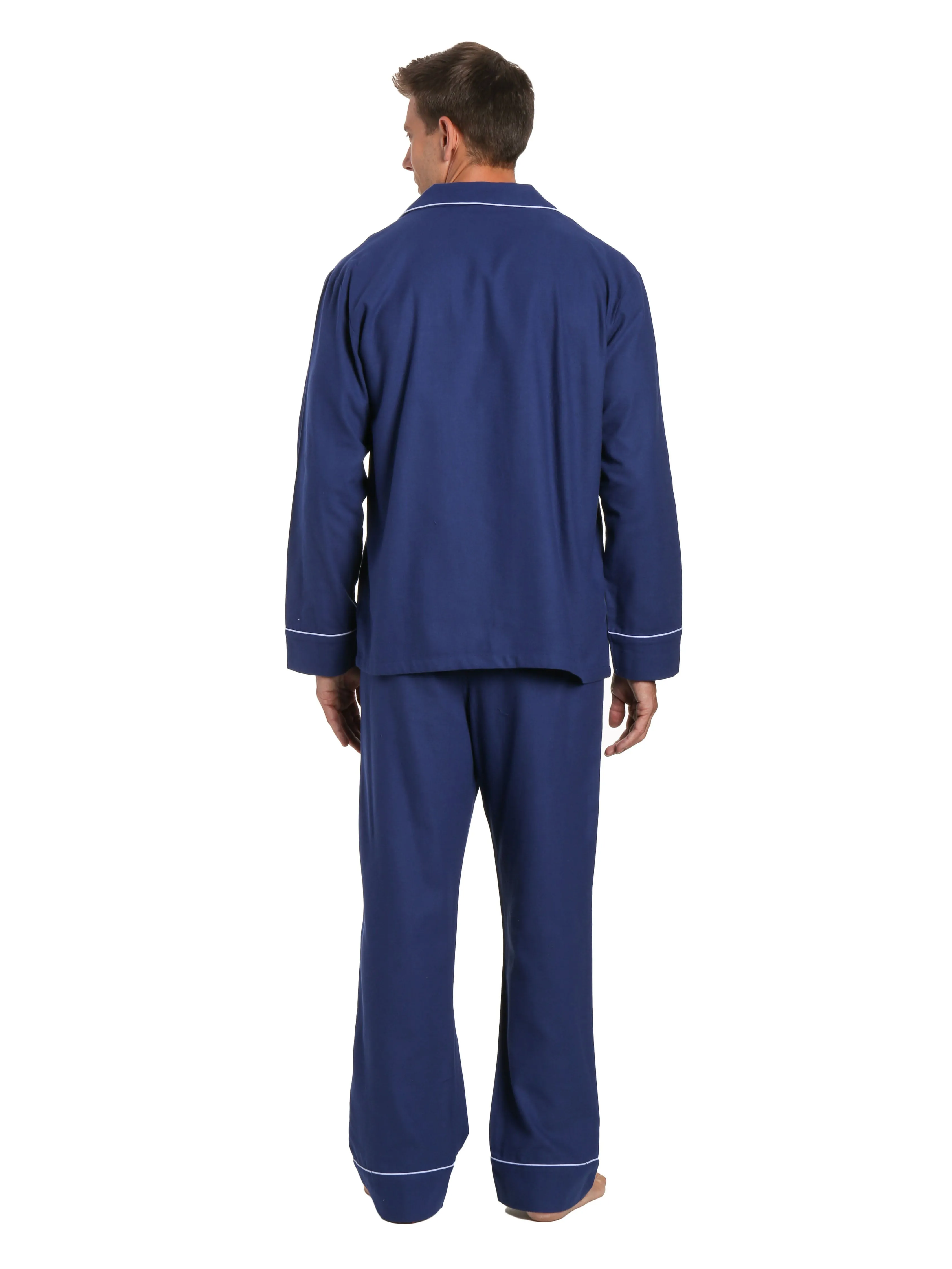 Mens 100% Cotton Flannel Pajama Set - Navy