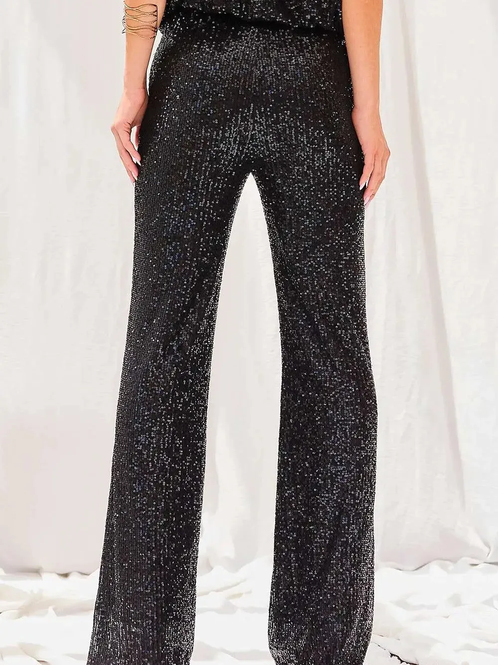 MS Straight Sequin Pant-Black