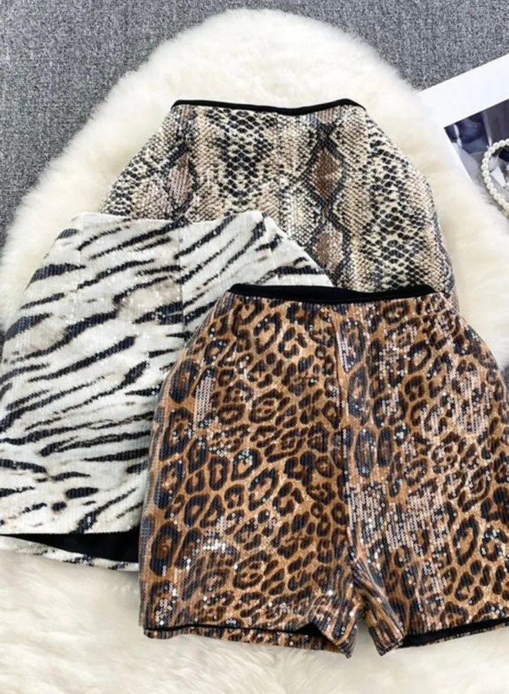 NEW!! High Waisted Zebra Sequin Shorts