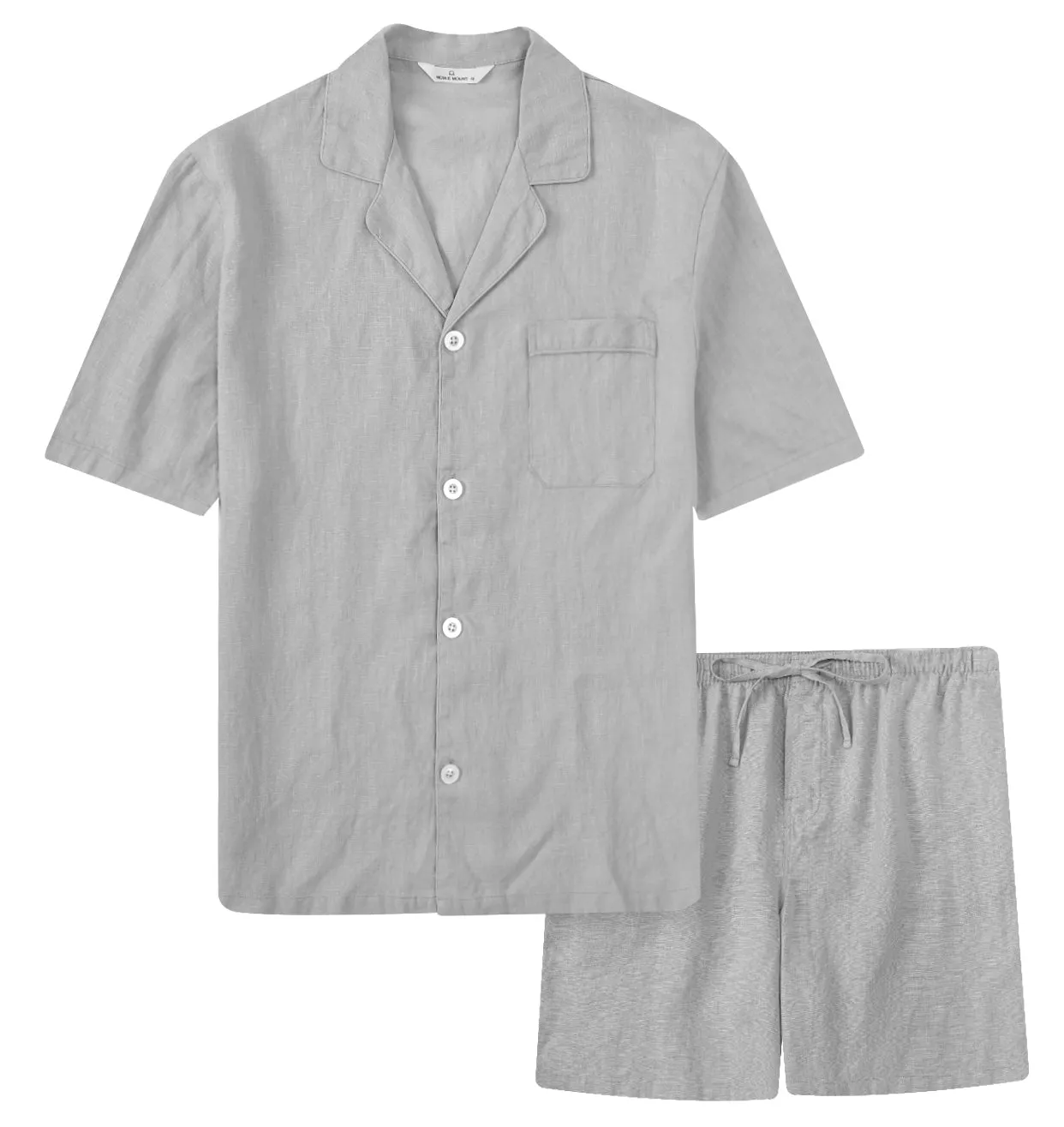 Noble Mount 100% Linen Men's Short Pajama Set for Summer