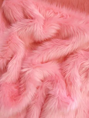 Pink Lemonade Solid Shaggy Long Pile Faux Fur Fabric / Sold By The Yard