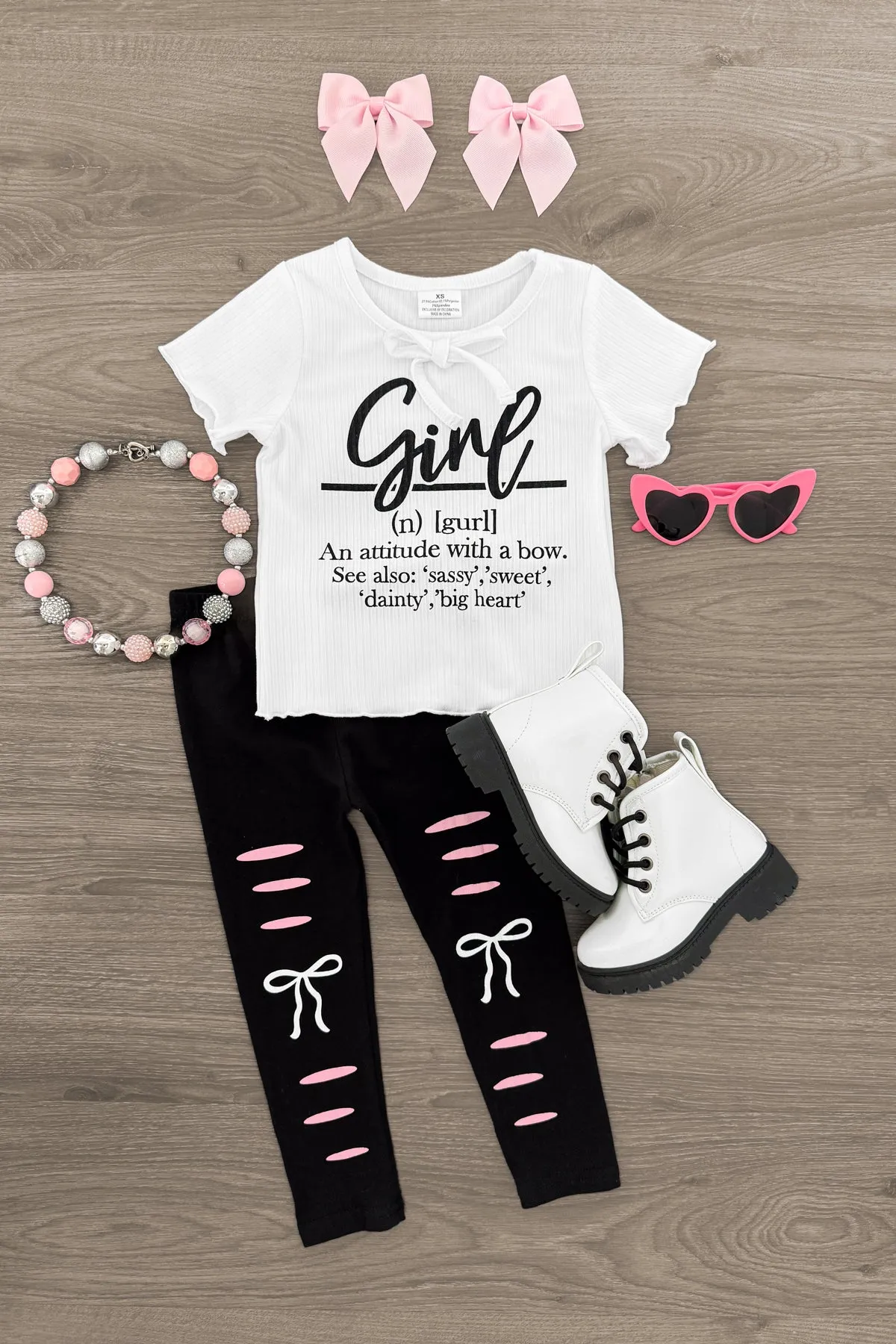 "Girl... An Attitude With A Bow" Legging Set