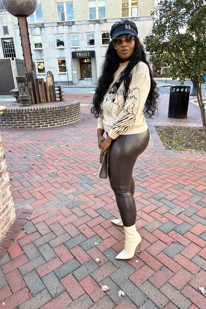 Restocked Fall Faux Leather Leggings Only - Chocolate